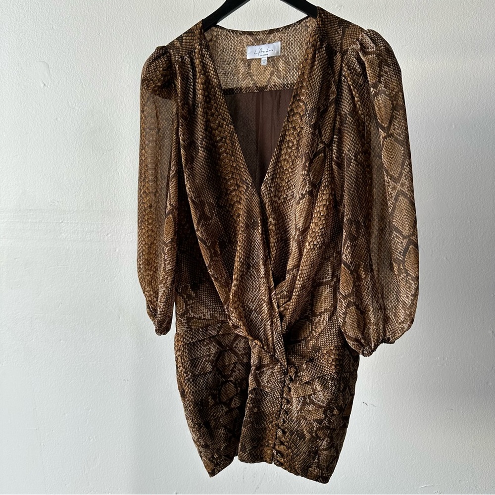 L'Academie snake print mini dress
